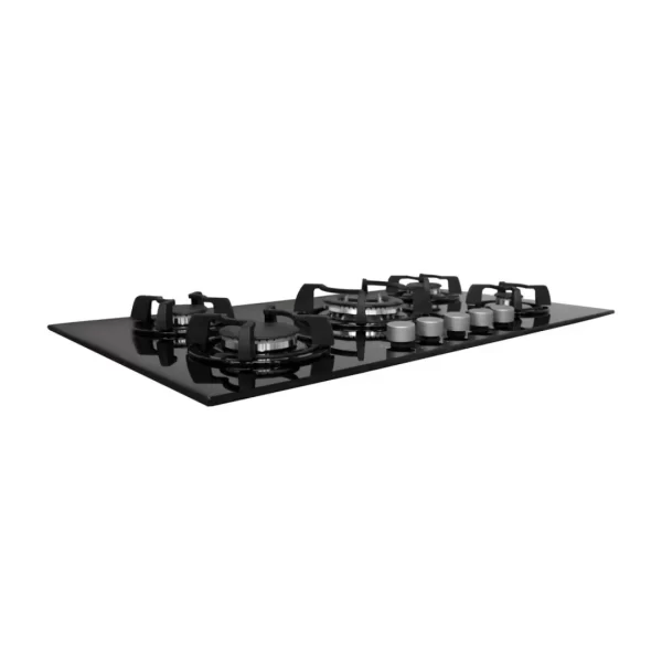 Encimera a Gas Sole de Vidrio Templado Negro de 86cm con 5 Hornillas y Quemador Triple - Imagen 6