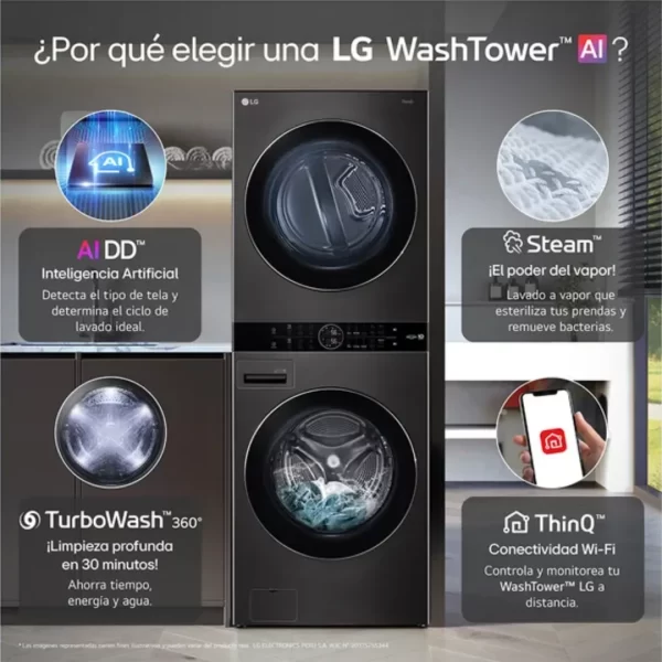 LG WashTower WK22BS6: Centro de Lavado Inteligente de 22kg/16kg - Imagen 14