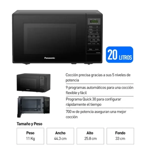 Microondas Panasonic NN-SB25JBRPK 20L 700W Negro - Imagen 5