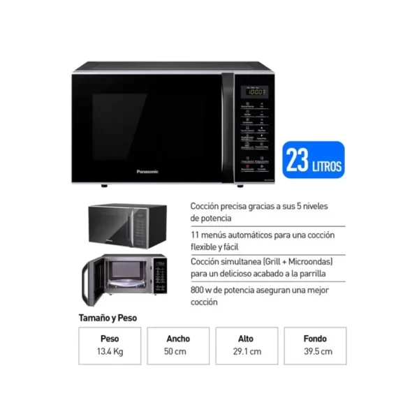 Horno Microondas de 23 Litros PANASONIC Negro NN-GT34JBRPK - Imagen 6