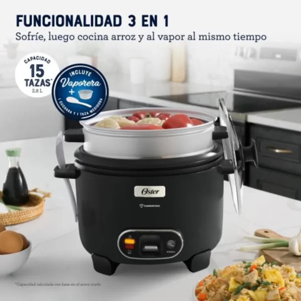 Olla Arrocera Oster 3 en 1 de 15 Tazas con DiamondForce y Función Sofrito - CKSTRC15DFBLK - Imagen 10