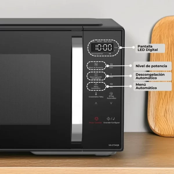 Microondas Panasonic 25L NN-ST34QBRPK: Potencia de 900W y 10 Menús Automáticos - Imagen 2