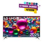 Televisor LG UHD AI 4K de 75 pulgadas modelo 75UA8050PSA con oferta de Cyber Jared