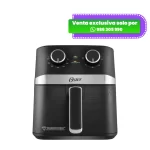 Freidora de aire manual Oster DiamondForce de 4 litros negra con perillas analógicas.