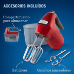 Batidora de Mano Eléctrica Oster FPSTHM360R de 7 Velocidades con Estuche - Imagen 6