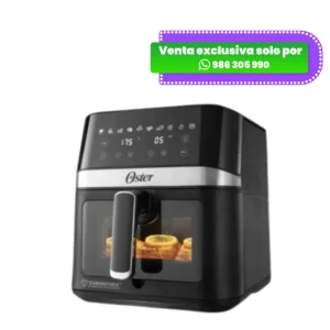 Freidora de aire digital Oster de 6 litros modelo CKSTAF60WDDF color negro con panel táctil y ventana transparente iluminada