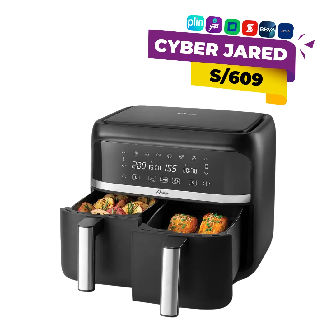 CKSTAF7MCDDF.webp Freidora de aire Dual Oster de 7.6 Lts CKSTAF7MCDDF – Negro - Imagen 1