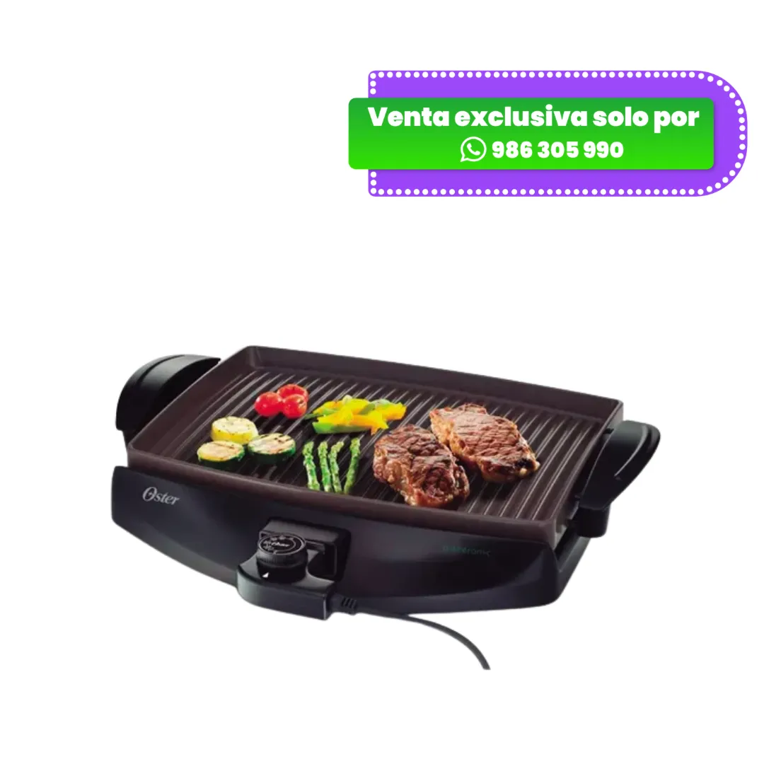 Parrilla Eléctrica Oster CKSTGR4768-053 Parrilla eléctrica Oster Bioceramic CKSTGR4768-053 con carne y verduras.
