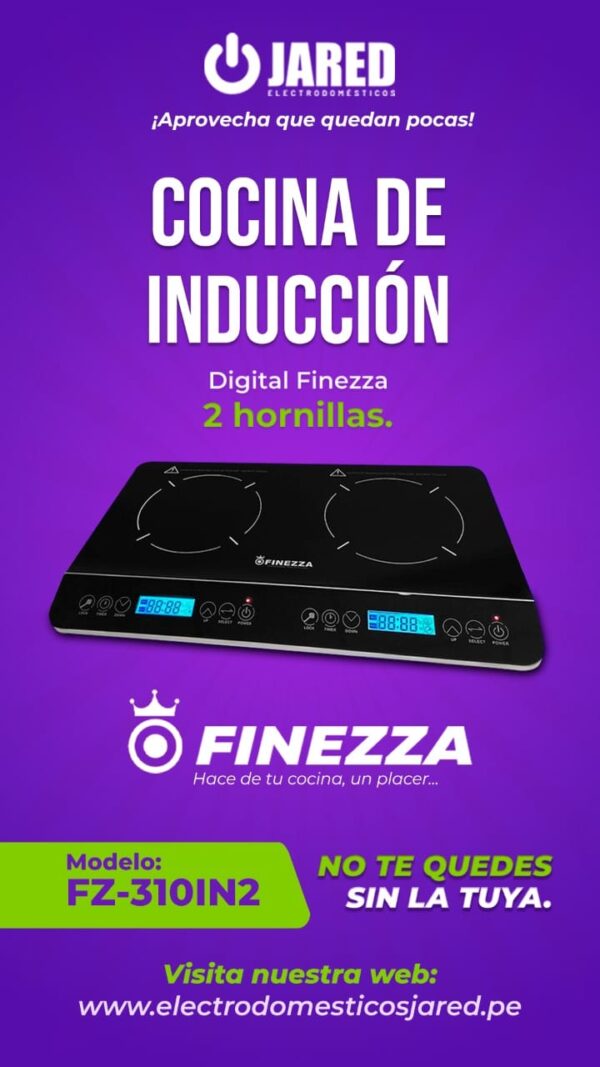 Cocina de Inducción Digital FINEZZA de 2 Hornillas Negro FZ-310IN2 - Imagen 3