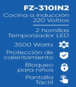 Cocina de Inducción Digital FINEZZA de 2 Hornillas Negro FZ-310IN2 - Imagen 6