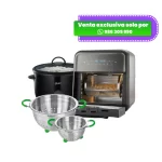 Combo Oster® Horno Con Freidora De Aire Digital (Ckstafov3) + Arrocera Multiuso + Set De Colador de Acero inoxidable Finezza