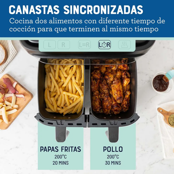 Freidora de aire Dual Oster de 7.6 Lts CKSTAF7MCDDF – Negro - Imagen 5