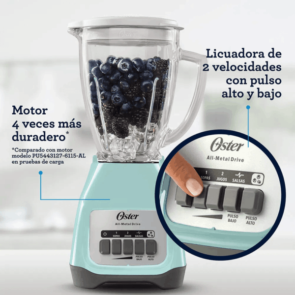 Licuadora Oster de 2 Velocidades con Vaso de Vidrio BLSTKAG-VPB - Imagen 2