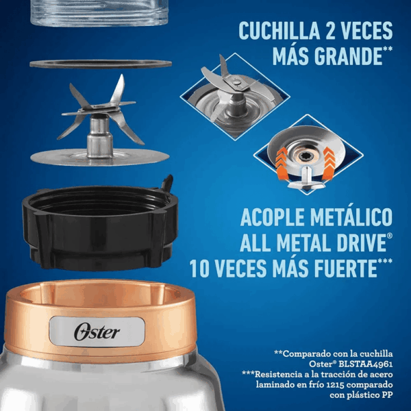 Licuadora OSTER de 1.75 Litros y 1 Velocidad Plateado BLSTPBTG - Imagen 4