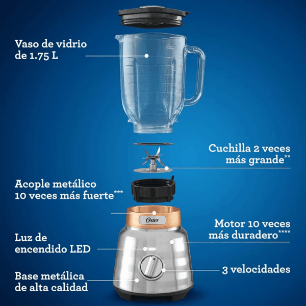 Licuadora Osterizer BLSTPBRG - Plateado - Imagen 7