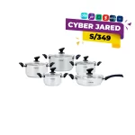 Juego de Ollas LUISSANT de Acero Inoxidable de 10 Piezas Negro LU-1004R-IN