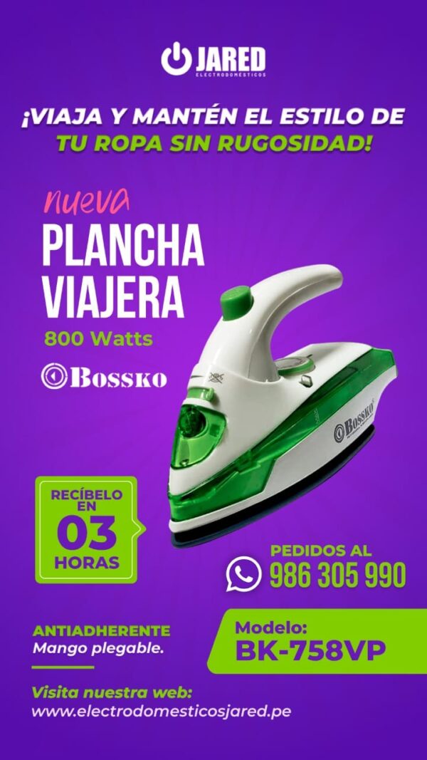 Plancha Viajera Bossko BK-758VP - Imagen 2