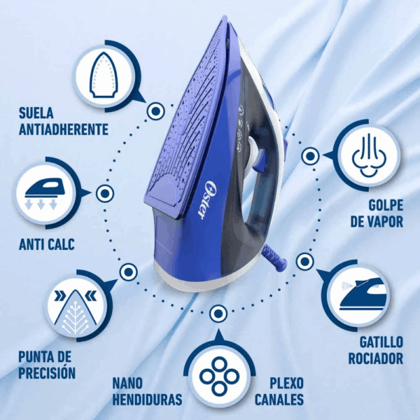 Plancha de Vapor OSTER con Base Antiadherente Azul GCSTBS6003 - Imagen 5