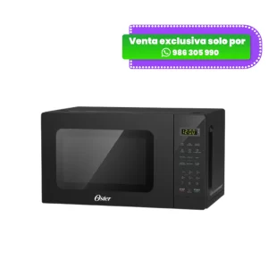Horno microondas Oster digital de 20 litros color negro modelo POGME2702 con panel de control digital.