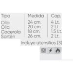 Juego de Ollas FINEZZA Antiadherente de 11 Piezas Negro FZ-1625T-2 - Imagen 2