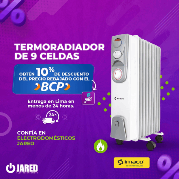 Termoradiador IMACO de 9 Celdas 2000W Blanco OFR9AO - Imagen 2