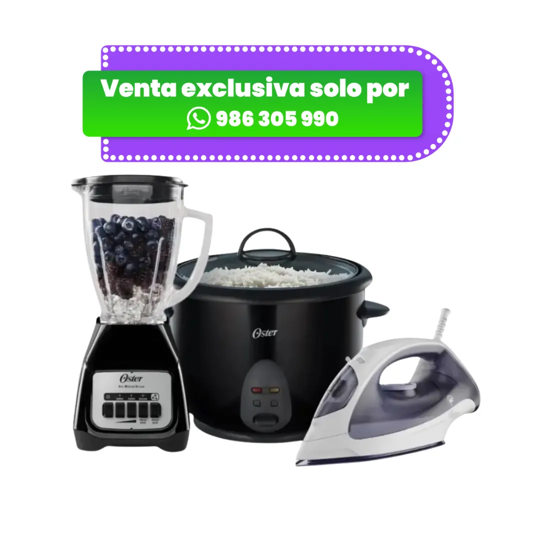 Tricombo-Oster-Licuadora-Arrocera-Plancha-a-Vapor.webp Tricombo Oster: Licuadora + Arrocera+ Plancha a Vapor - Imagen 1