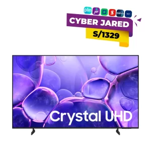 Televisor Samsung Smart TV de 55 pulgadas Crystal UHD modelo UN55U8000FGXPE mostrado de frente con pantalla encendida.