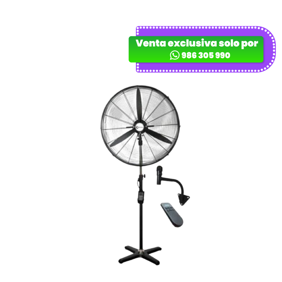 ventilador-industrial-trevely-vt-31c Ventilador industrial Trevely VT-31C de 30 pulgadas en pedestal con su control remoto.