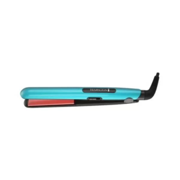 Plancha alisadora de cabello Remington S1520 color celeste con placas rojas de cerámica en oferta Cyber Jared.