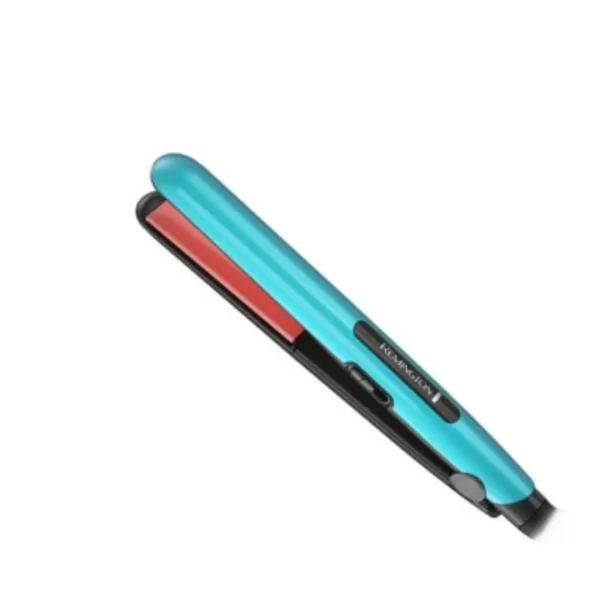 Plancha alisadora de cabello Remington S1520 color celeste con placas rojas de cerámica en oferta Cyber Jared.