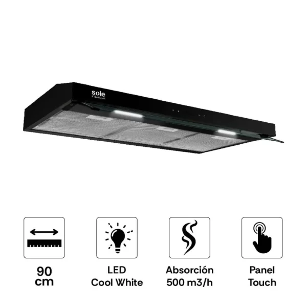 Campana Extractora S-Collection Slim Black Sole de 90Cm TURE19CO - Imagen 4