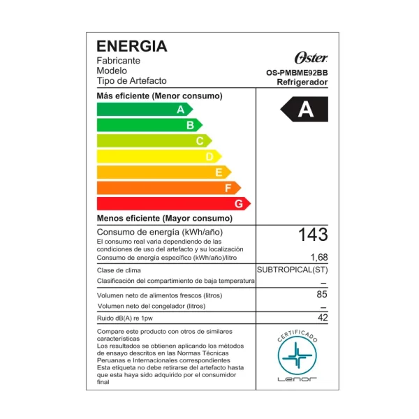 Frigobar de 85L OSTER OS-PMBME92BB - Imagen 4
