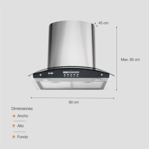 Campana Extractora SOLE TURE82CO - Plateado - Imagen 3