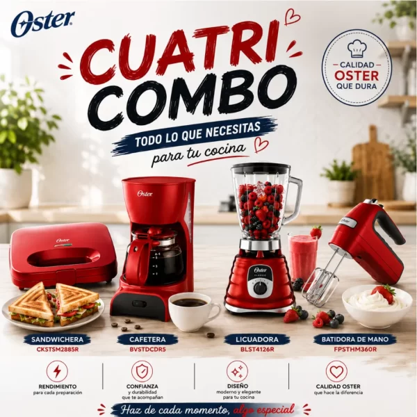 Combo Oster Rojo: Kit de Cocina de 4 Piezas al Mejor Precio - Imagen 2