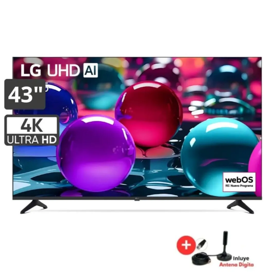 Smart TV LG 43UA7300PSA de 43" 4K UHD con marcos delgados.