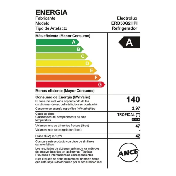 Frigobar Electrolux ERD50G2HPI Compacto Puerta Frost 50 Litros - Imagen 7
