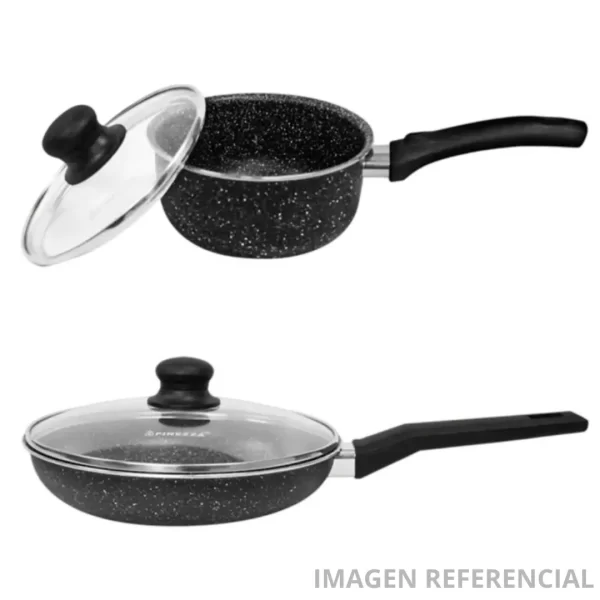 Juego de Ollas Antiadherente Ultragranito 11 Pzs Finezza FZ-X1705M Negro - Imagen 4
